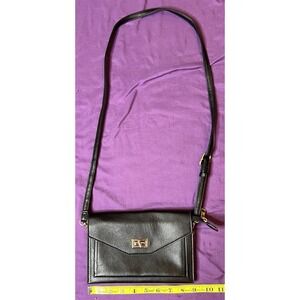 Isabelle Crossbody Bag Purse Vegan Leather Black Three-Pocket Slim NWOT